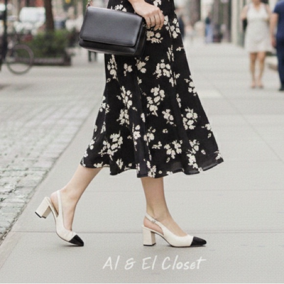 Veronica Beard Shoes - Veronica Beard Cecile Slingback Pumps Ivory Croc Leather Black Cap Toe Size 9M